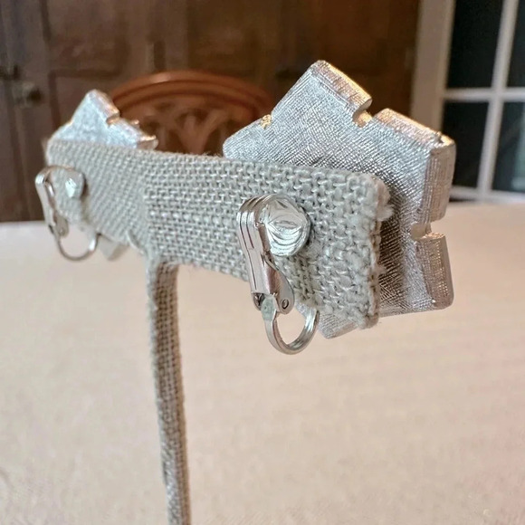 Rare Vintage Ballet Jewels Co Statement Clip On Earrings Silver Tone Star Flower - Picture 3 of 12